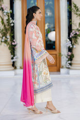 Silk Tunic - 2PCS HAND EMBELLISHED  SHIRT WITH TROUSER-FW25DA-2870 ORANGE